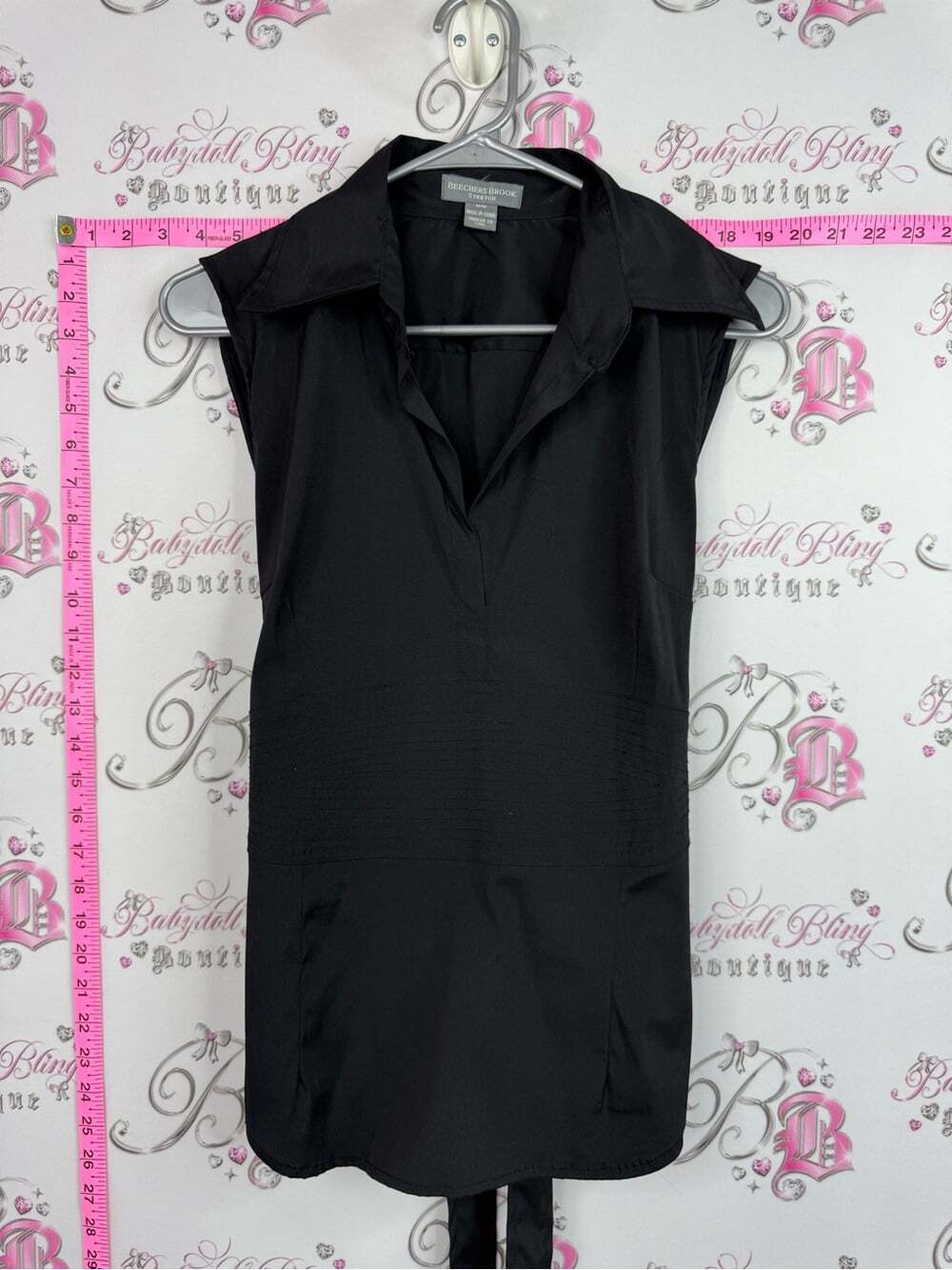 Brooks Brothers Black Sleeveless Mini Shirt Dress